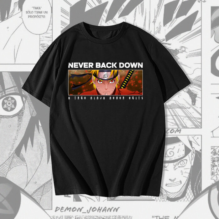 Never Give Up oversize tee Galiyare Naruto anime graphic t-shirt Pakistan streetwear unisex oversized anime inspirational streetwear design