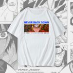 Never Give Up oversize tee Galiyare Naruto anime graphic t-shirt Pakistan streetwear unisex oversized anime inspirational streetwear design