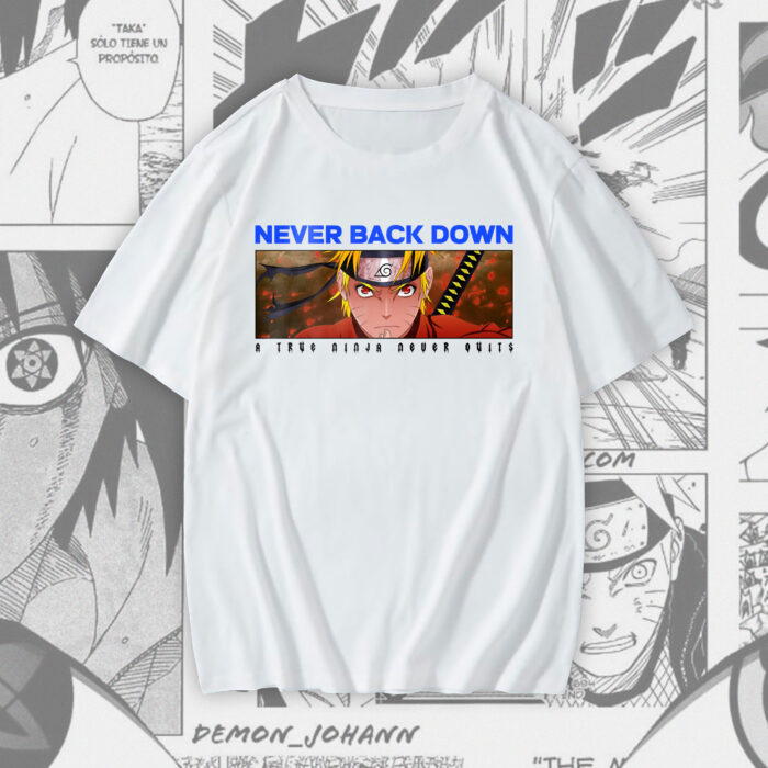 Never Give Up oversize tee Galiyare Naruto anime graphic t-shirt Pakistan streetwear unisex oversized anime inspirational streetwear design