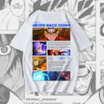 Never Give Up oversize tee Galiyare Naruto anime graphic t-shirt Pakistan streetwear unisex oversized anime inspirational streetwear design