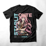 Futuristic anime girl oversize tee women graphic t-shirt Pakistani streetwear neon oversized anime girl design bold graphic style
