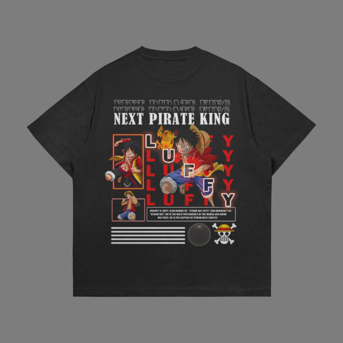 New Pirate King oversize tee One Piece Zoro Sanji Luffy graphic t-shirt Galiyare Pakistani streetwear anime pirate trio graphic design oversized