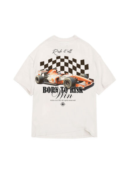 Born to Risk oversize tee F1 car racing graphic Galiyare Pakistani streetwear fearless racing streetwear risk taker design